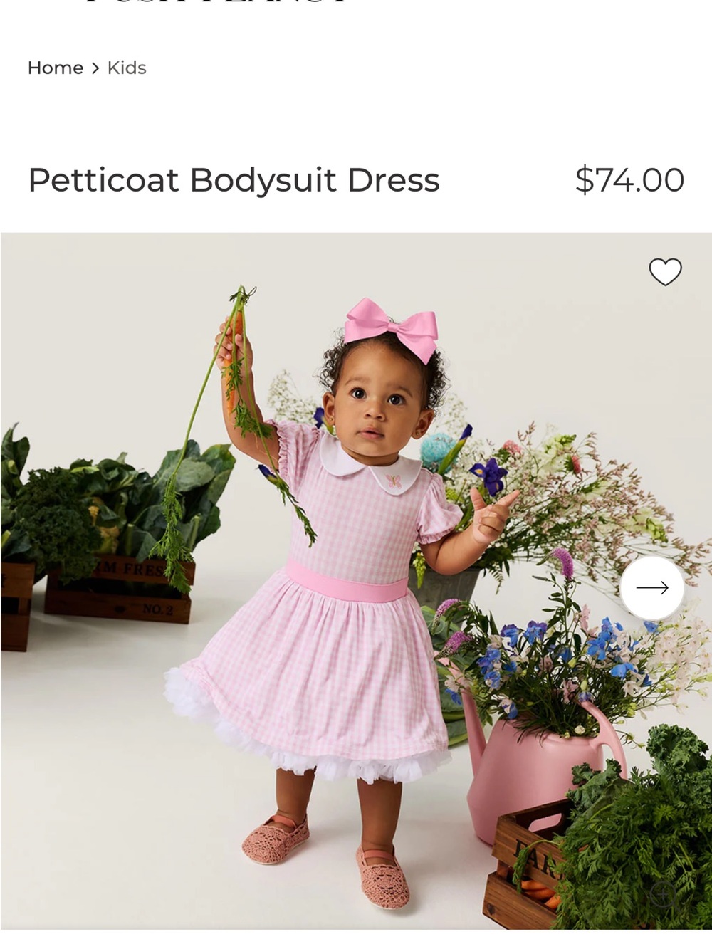 Posh Peanut Pink Gingham Petticoat Bodysuit Dress